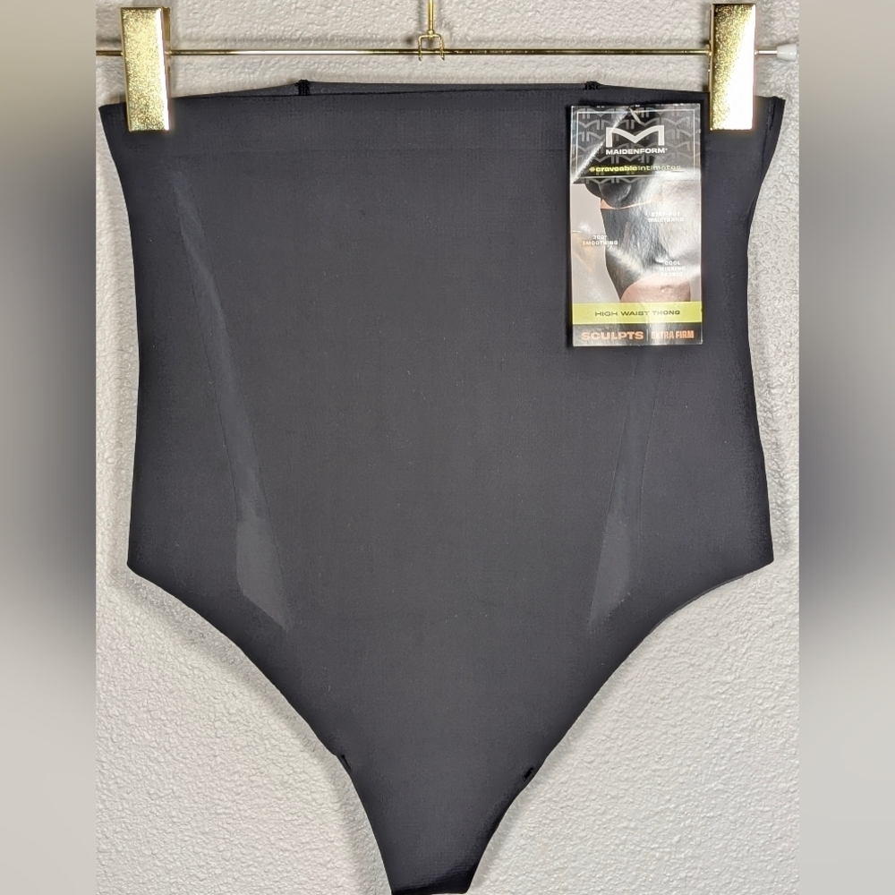 NWT Maidenform High Waist Thong Shapewear - Black Size L